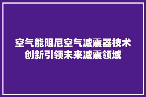 空气能阻尼空气减震器技术创新引领未来减震领域
