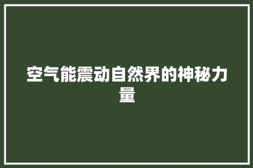 空气能震动自然界的神秘力量 综合便民