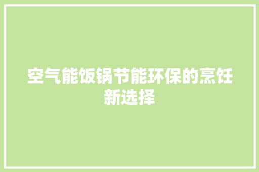 空气能饭锅节能环保的烹饪新选择