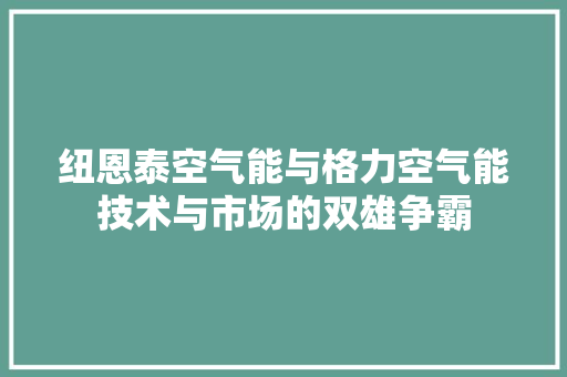 纽恩泰空气能与格力空气能技术与市场的双雄争霸 综合便民