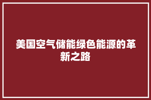 美国空气储能绿色能源的革新之路 家电维修