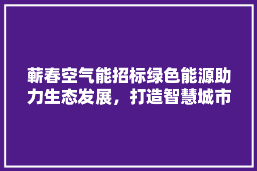 蕲春空气能招标绿色能源助力生态发展，打造智慧城市新篇章