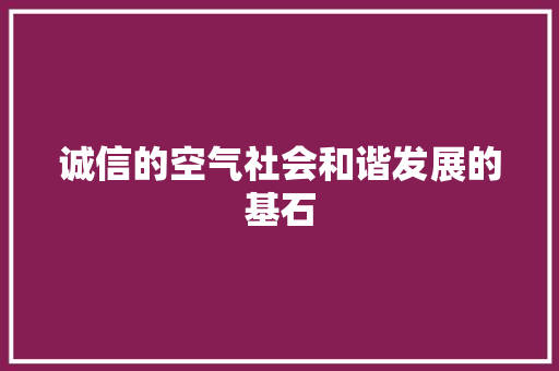 诚信的空气社会和谐发展的基石