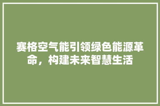 赛格空气能引领绿色能源革命，构建未来智慧生活