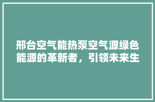 邢台空气能热泵空气源绿色能源的革新者，引领未来生活新风尚 汽车维修