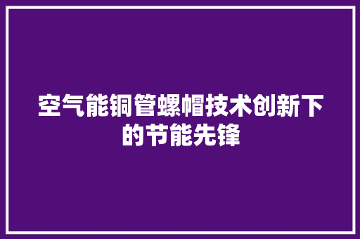 空气能铜管螺帽技术创新下的节能先锋