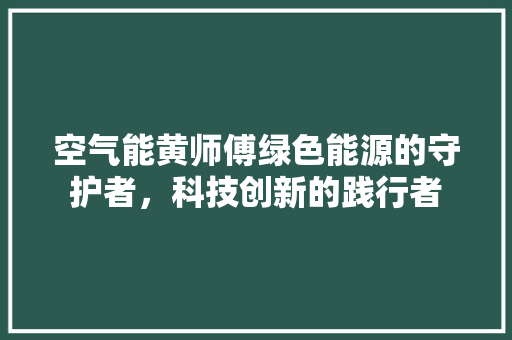 空气能黄师傅绿色能源的守护者，科技创新的践行者