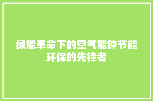 绿能革命下的空气能钟节能环保的先锋者 家电维修