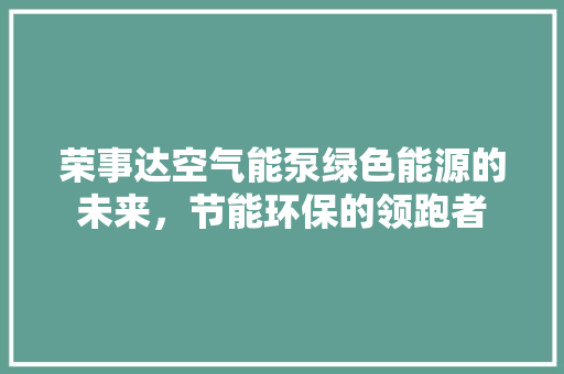 荣事达空气能泵绿色能源的未来，节能环保的领跑者