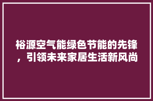 裕源空气能绿色节能的先锋，引领未来家居生活新风尚 厨房维修