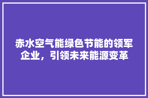 赤水空气能绿色节能的领军企业，引领未来能源变革 汽车维修