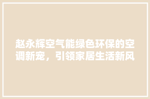 赵永辉空气能绿色环保的空调新宠，引领家居生活新风尚