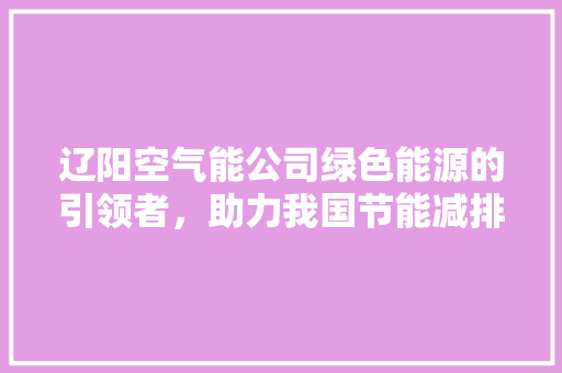 辽阳空气能公司绿色能源的引领者，助力我国节能减排事业