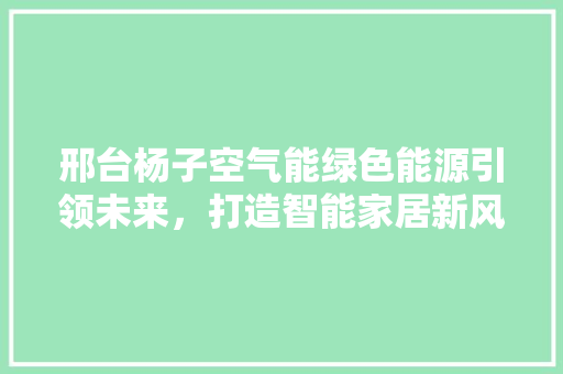 邢台杨子空气能绿色能源引领未来，打造智能家居新风尚