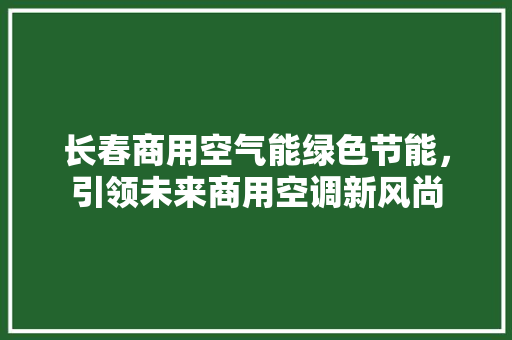 长春商用空气能绿色节能，引领未来商用空调新风尚