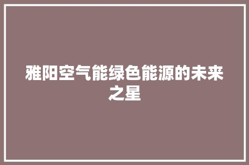 雅阳空气能绿色能源的未来之星 汽车维修