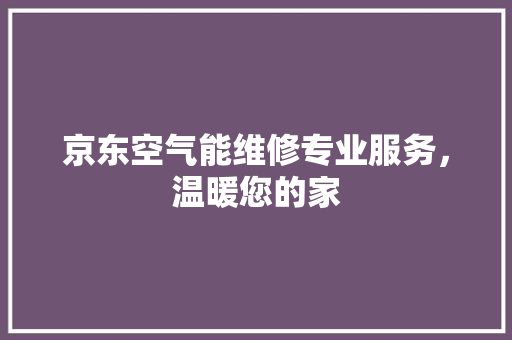 京东空气能维修专业服务，温暖您的家 汽车维修