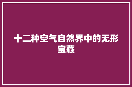 十二种空气自然界中的无形宝藏