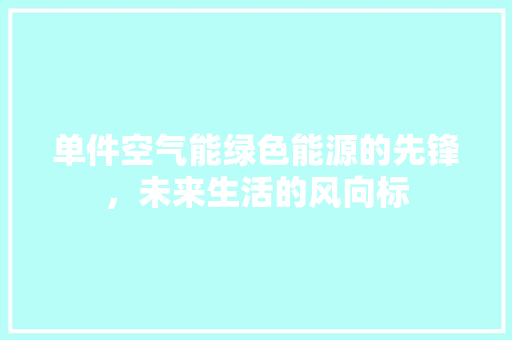 单件空气能绿色能源的先锋，未来生活的风向标