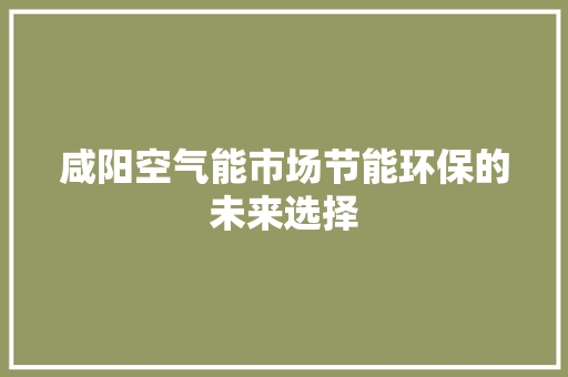 咸阳空气能市场节能环保的未来选择