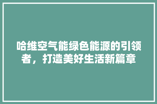 哈维空气能绿色能源的引领者，打造美好生活新篇章 家电维修