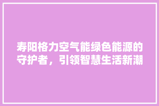 寿阳格力空气能绿色能源的守护者，引领智慧生活新潮流