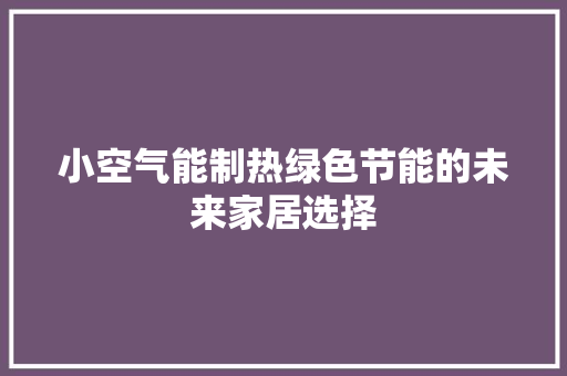 小空气能制热绿色节能的未来家居选择