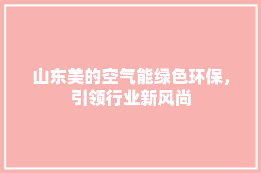 山东美的空气能绿色环保，引领行业新风尚
