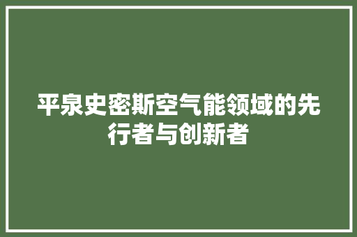 平泉史密斯空气能领域的先行者与创新者 汽车维修