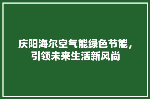 庆阳海尔空气能绿色节能，引领未来生活新风尚