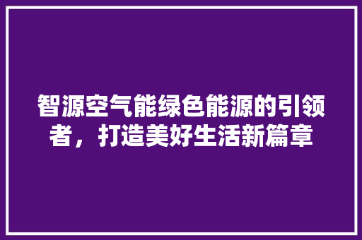 智源空气能绿色能源的引领者，打造美好生活新篇章 汽车维修