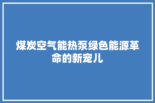 煤炭空气能热泵绿色能源革命的新宠儿 综合便民