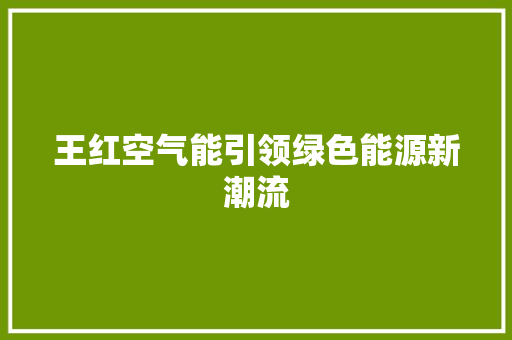 王红空气能引领绿色能源新潮流