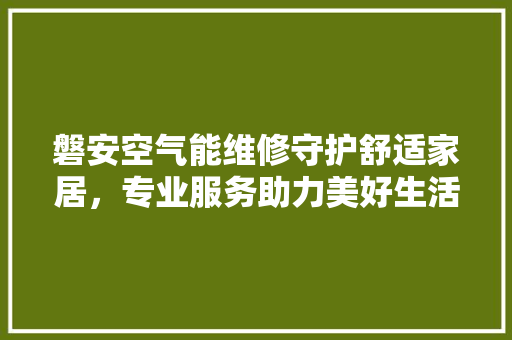 磐安空气能维修守护舒适家居，专业服务助力美好生活