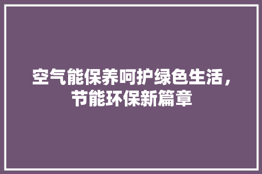 空气能保养呵护绿色生活，节能环保新篇章
