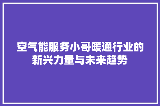 空气能服务小哥暖通行业的新兴力量与未来趋势