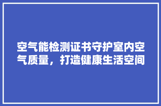 空气能检测证书守护室内空气质量，打造健康生活空间