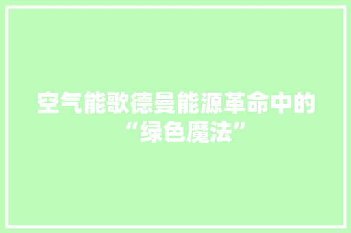 空气能歌德曼能源革命中的“绿色魔法”