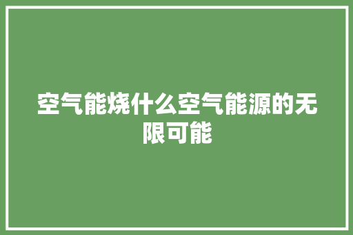 空气能烧什么空气能源的无限可能 汽车维修