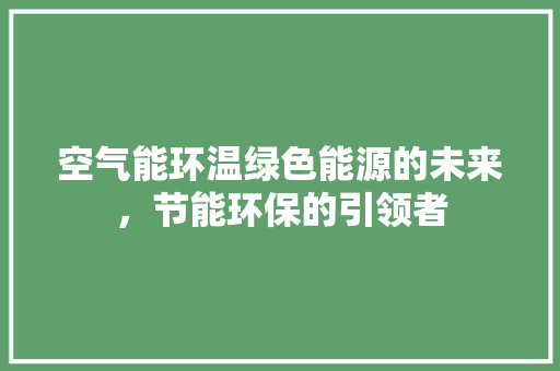 空气能环温绿色能源的未来，节能环保的引领者