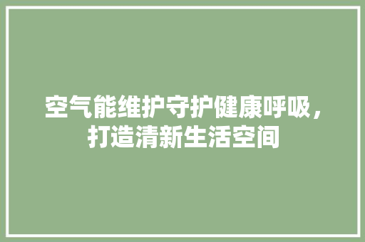 空气能维护守护健康呼吸，打造清新生活空间 汽车维修