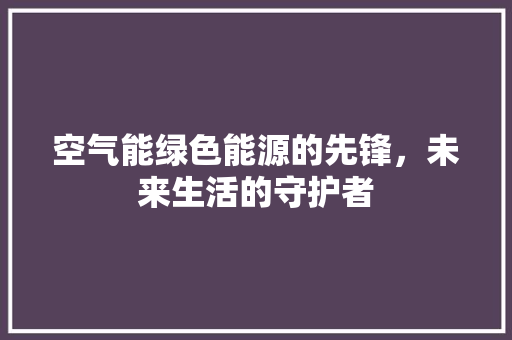 空气能绿色能源的先锋，未来生活的守护者