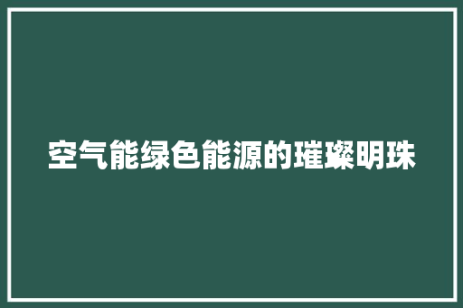 空气能绿色能源的璀璨明珠