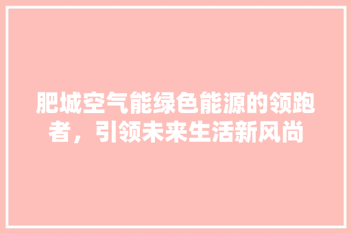 肥城空气能绿色能源的领跑者，引领未来生活新风尚 厨房维修