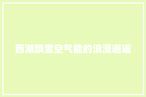 西湖飘雪空气能的浪漫邂逅 综合便民