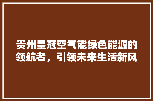 贵州皇冠空气能绿色能源的领航者，引领未来生活新风尚 汽车维修
