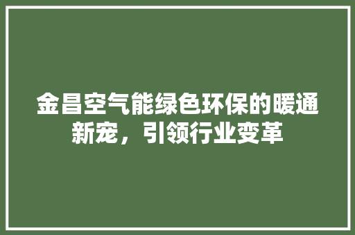 金昌空气能绿色环保的暖通新宠，引领行业变革