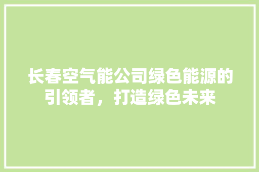 长春空气能公司绿色能源的引领者，打造绿色未来