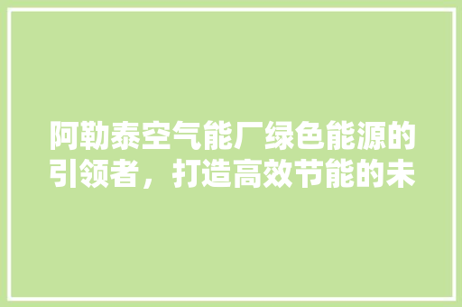 阿勒泰空气能厂绿色能源的引领者，打造高效节能的未来