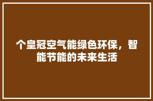 个皇冠空气能绿色环保，智能节能的未来生活 综合便民